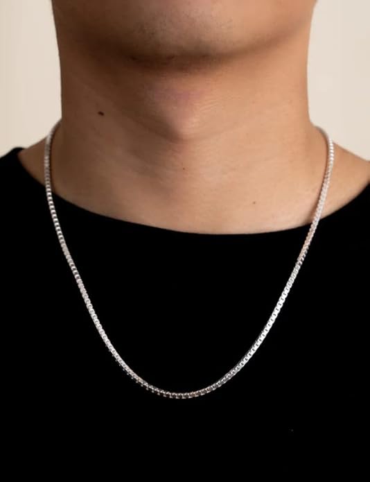 925 Sterling Silver Box Chain 2/3/4/5mm Necklace for Men Silver Link Chain for Women 16/18/20/22/24/26/30 Inches