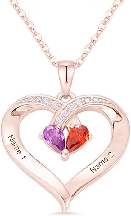 10K 14K 18K Personalized Solid Gold Nautral Diamond Mom Necklace with 1-5 Birthstones for Women Mom Wife,Custom Mother Birthstone Necklace Engraved Name Jewelry Gift for Mothers Day Birthday