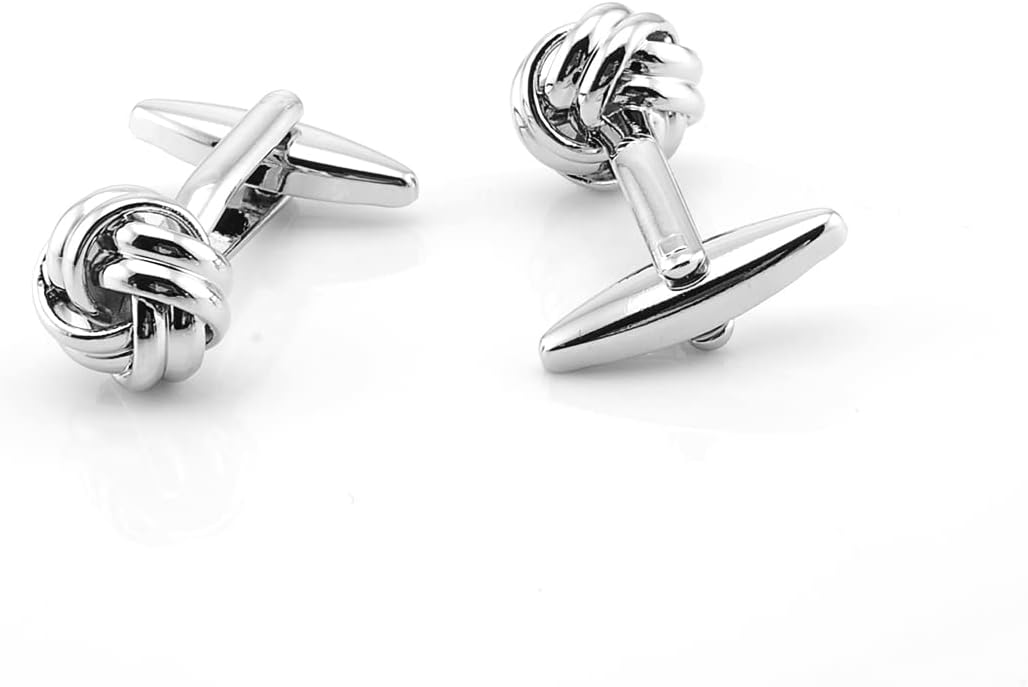 Jonwo Knot Cufflinks in Gift Box Cuff Links for Men Lady Daily Wear Business Wedding Party Tuxedo Shirt Birthday Gift