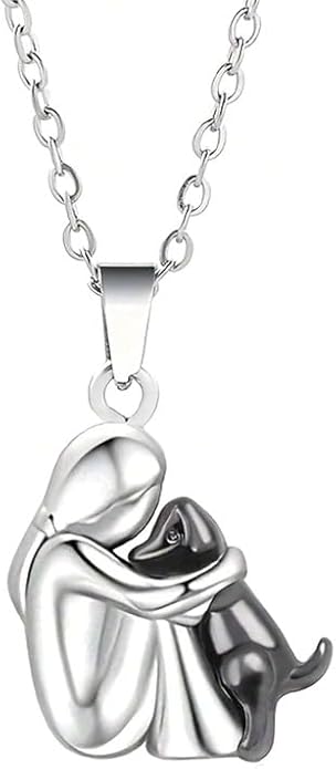 925 Sterling Silver Hug Necklace For Women And Men, 14K Yellow Gold Hugged Dog Necklace, Mom And Hug, Hug Angel Wings Pendant, Two Hands Hugs And Kisses Necklace, Hugging Necklaces For Women