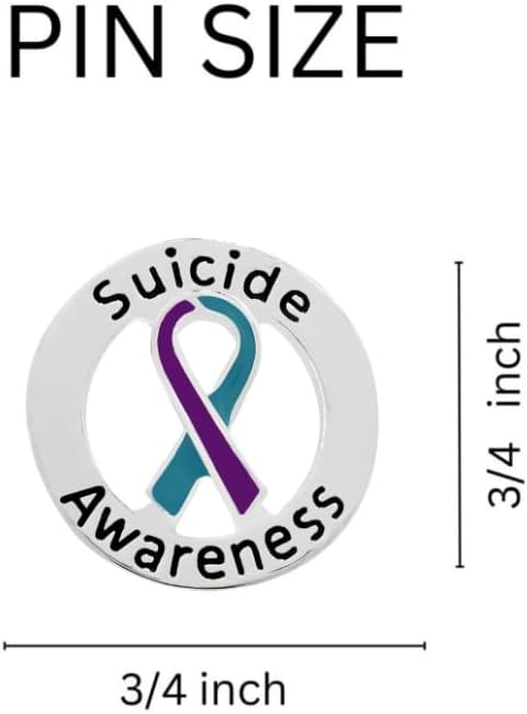 Suicide Awareness and Prevention Pin - Bulk Packs - Variety Pack of Teal & Purple Ribbon Pin Perfect for Support Groups, Gift-Giving and Fundraising