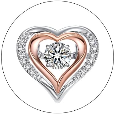 MomentWish Necklace for Women, Sparkling Gift for Her, 1Carat Moissanite Heart Pendent for Her, 925 Sterling Silver Dance Necklace for Anniversary Christmas Valentines