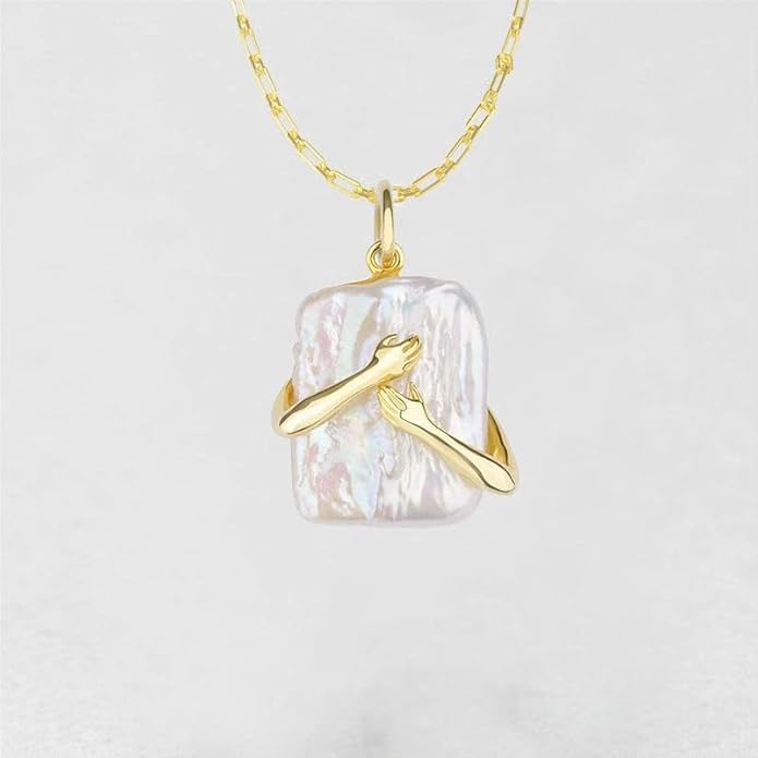 925 Sterling Silver Hug Necklace For Women And Men, 14K Yellow Gold Hugged Dog Necklace, Mom And Hug, Hug Angel Wings Pendant, Two Hands Hugs And Kisses Necklace, Hugging Necklaces For Women