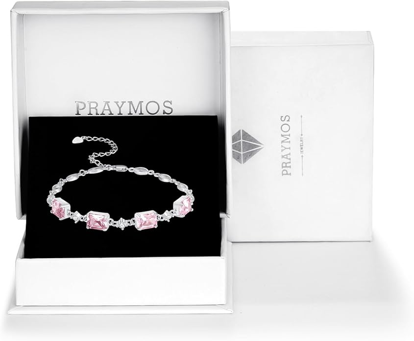 PRAYMOS Birthstone Bracelets for Women Mom Mother's Grandma Sterling Silver Women's Bracelets Birthstone Jewelry Gifts