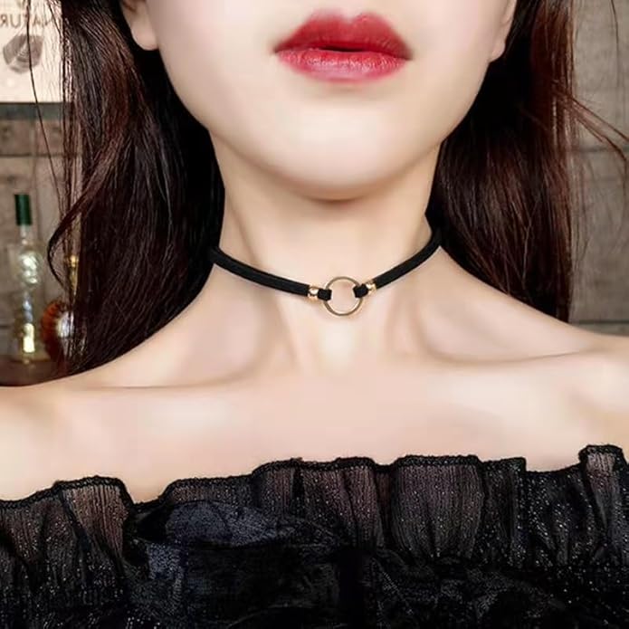 Black Choker Necklaces for Women 90s Red Black Velvet Choker Necklace Thick Thin Chocker Tube Heart Circle Choker Necklace Lace Tatto Collar Necklace Goth Choker Jewelry