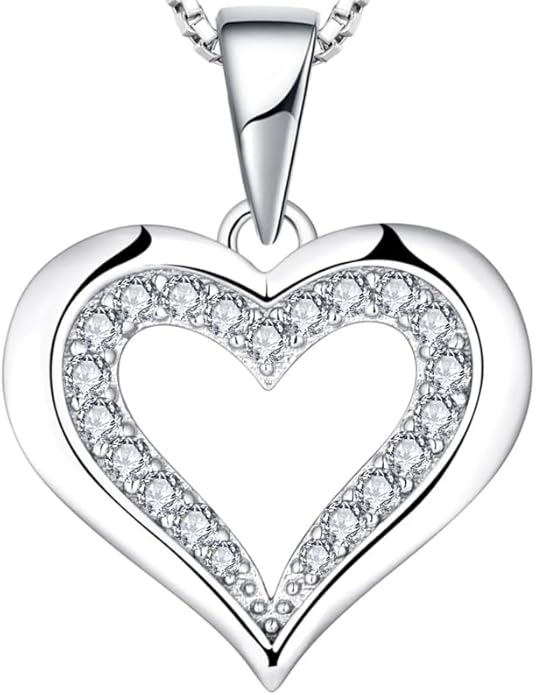 925 Sterling Silver Heart Pendant Necklace for Women – Dainty Love Pendant, Elegant Minimalist Jewelry Gift for Her, Valentine’s Day, Birthday or Anniversary, 20” Chain, Romantic Silver Charm