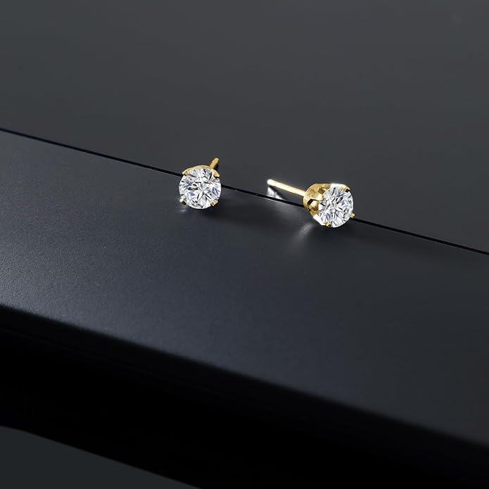 Gem Stone King 0.20 to 6 Cttw 14K Gold Lab Grown Diamond Stud Earrings | Gold Earrings For Women Men | E-F Color | VS1-VS2 Clarity