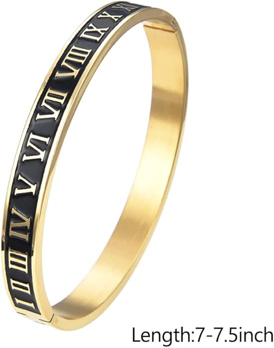WFYOU 3PCS Stainless Steel Bracelets for Men Gold Roman Numeral Bangle Bracelet Twisted Cable Bracelet Adjustable Cuff Bracelet Mens Luxury Jewelry Bracelets Gifts