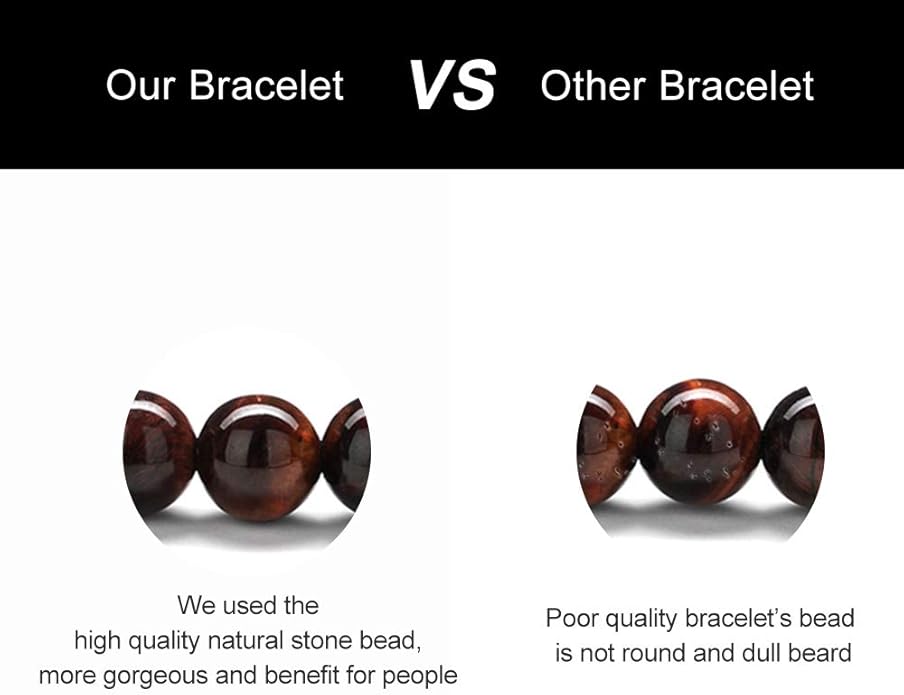 M MOOHAM Natural Stone Bracelets for Men - 8mm Tiger Eye, Matte Agate, Lava Rock - Teen Boys Gifts for Birthday, Anniversary, Christmas