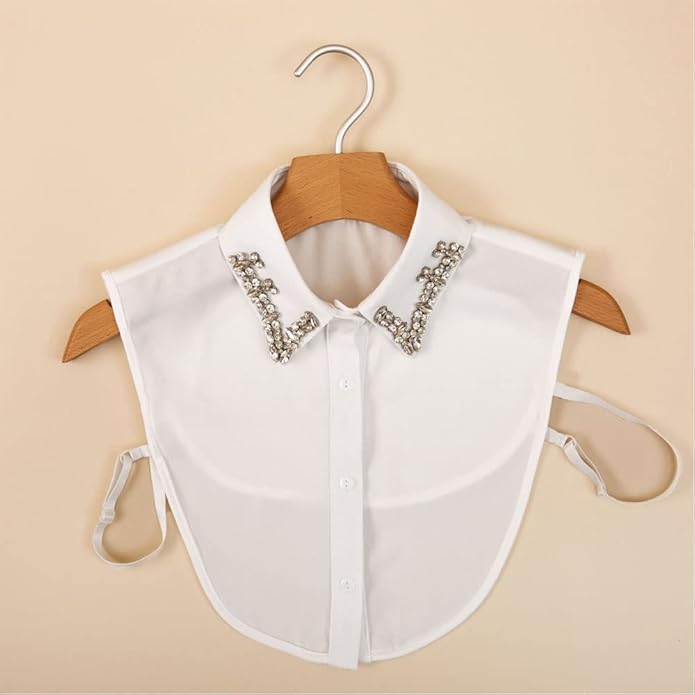 Statement Necklace for Women Girls Simulated Pearl Beaded Bib Detachable False Collar Choker Necklaces Clothing Accessory