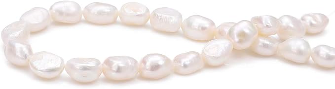 BEADIA Natural Pearl Beads 8-9mm White Freshwater Cultured Loose Gemstone Beads for DIY Jewelry Making 13.8''/Strand