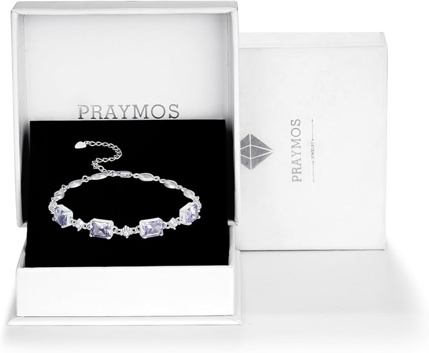 PRAYMOS Birthstone Bracelets for Women Mom Mother's Grandma Sterling Silver Women's Bracelets Birthstone Jewelry Gifts