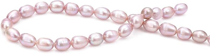 BEADIA Natural Pearl Beads Rice 7-8mm Purple Freshwater Cultured Loose Gemstone Beads for DIY Jewelry Making 13.8''/Strand