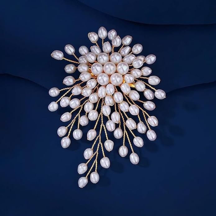 Pearl Brooch Pin Zircon Crystal Rhinestone Bouquet Flower Tassel Shape Brooch for Women Vintage Clothing Decoration Jewellery Crystal Brooch Pins ๏ปฟ