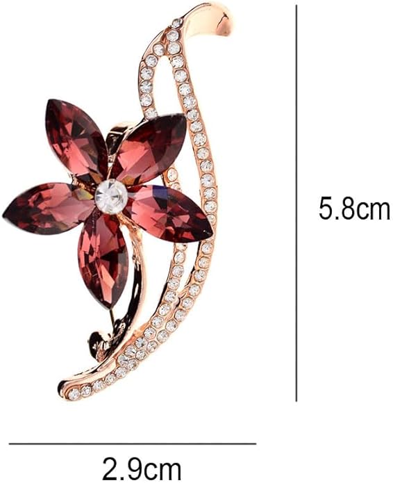 coadipress Flower Brooch for Women Girls Crystal Rhinestone Flower Floral Lapel Pin Elegant Clothing Accessory Wedding Gift Fashion Jewelry Gift
