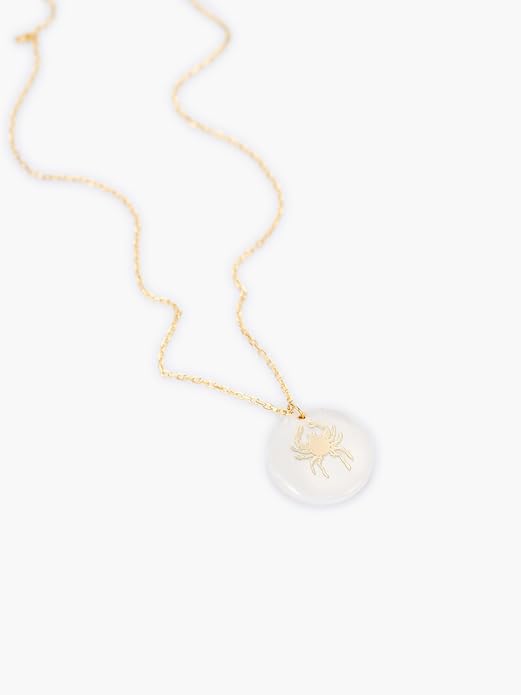 Zodiac Sign Necklace – Mother of Pearl Pendant – Available in Two Finish 925 Sterling Silver and 14K Gold Plated – Adjustable Chain – Horoscope Jewelry Gift with Zodiac Card & Gift Box