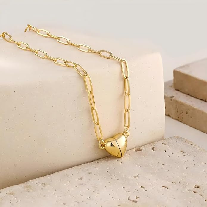 Tewiky Cute Heart Necklace Tiny 14k Gold Heart Pendant Choker Necklaces Small Gold Love Open Heart Chain Necklace for Women Dainty Gold Necklace Gifts for Her