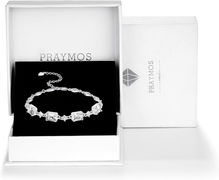 PRAYMOS Birthstone Bracelets for Women Mom Mother's Grandma Sterling Silver Women's Bracelets Birthstone Jewelry Gifts