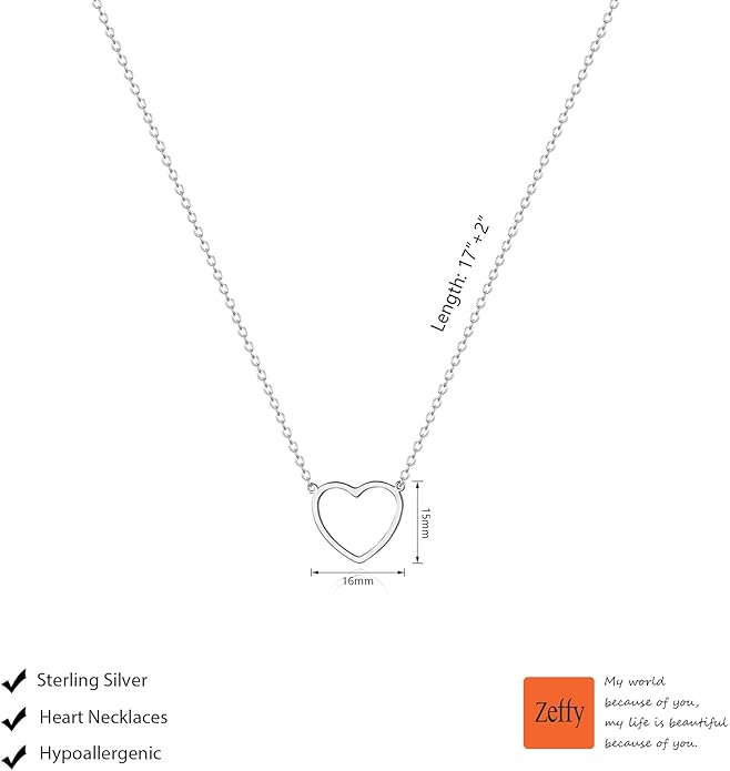 Zeffy Dainty Gold Heart Necklace for Women Trendy 14K Gold/Silver Plate Cute Heart Pendant Choker Necklaces Gold Love Heart Chain Necklace for Women Dainty Gold Jewelry Gifts for Women