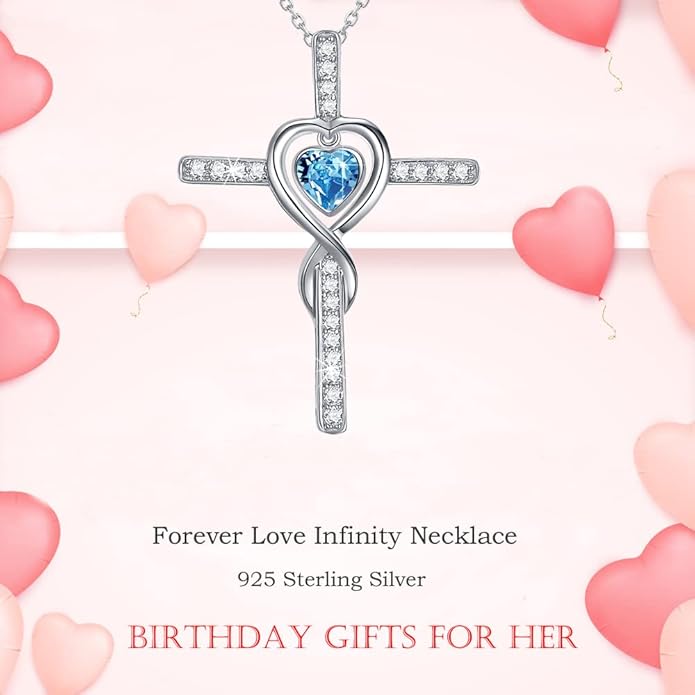 Dorella Love Infinity Christmas Jewelry for Women Birthday Gifts Wife Mom December January Birthstones Blue Topaz Garnet and More Stones Jewelry 925 Sterling Silver