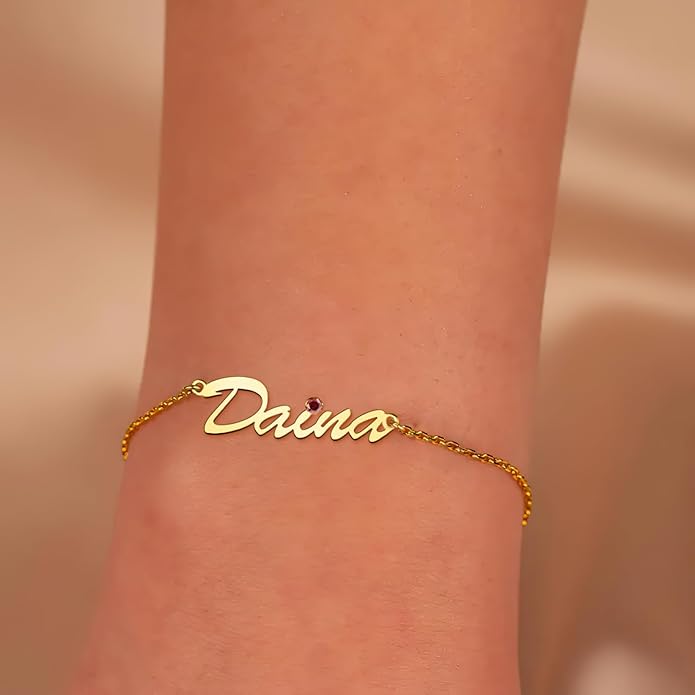 Custom Bracelet with Name 18K Gold Plated Personalized Name Ankle Bracelet Adjustable, Customized Beach Jewelry Gifts for Women Girlfriend