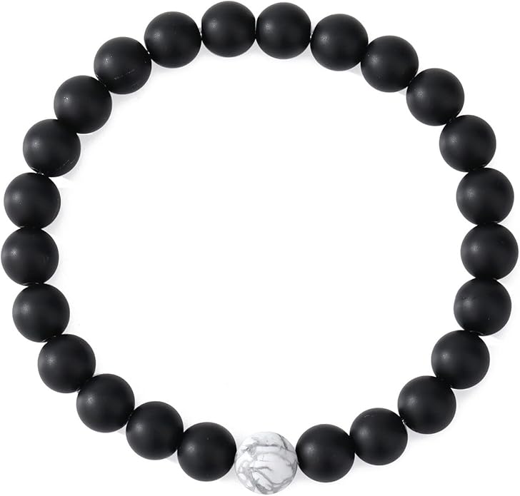 MengPa Mens Beaded Bracelets Couples Matching Bracelet Set Lava Rock Beads for Women Stone Jewelry