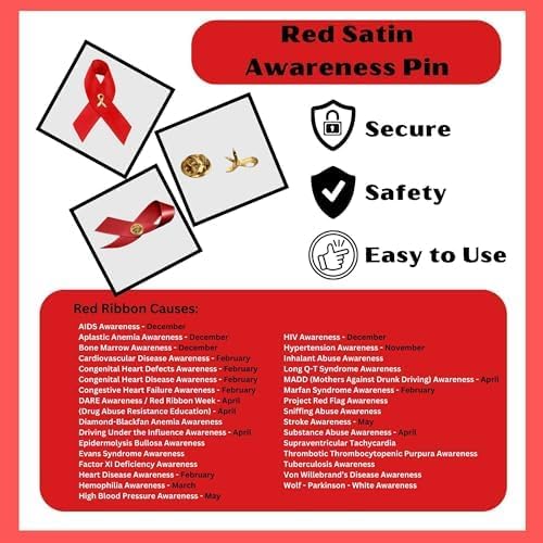 1/2/5/10/25/50/100pcs Satin Awareness Ribbon Pins (Pick your color), for Cancer & Disease Awareness, Bulk Quantities for Fundraising, Events, Gift Giving