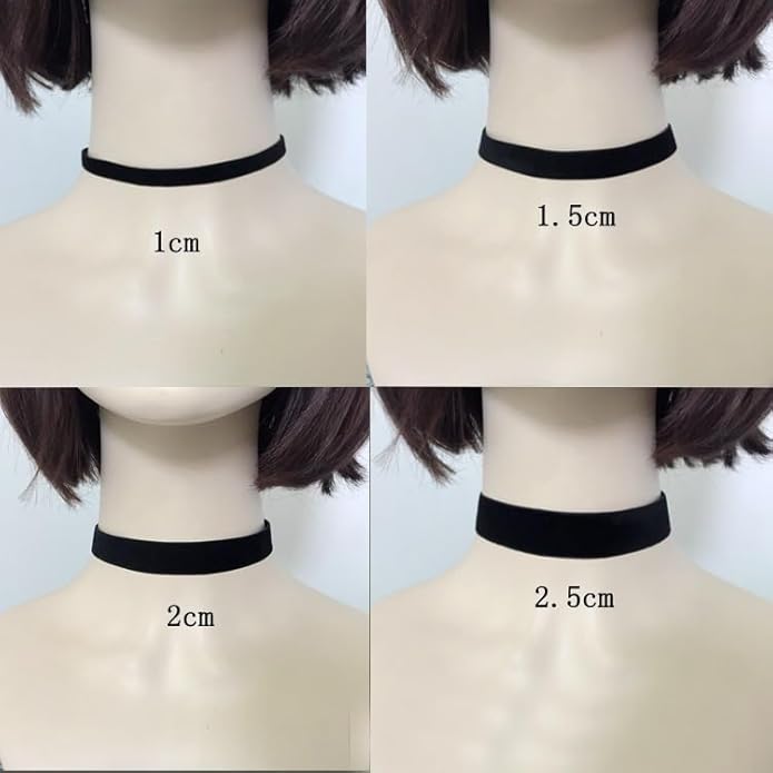 Sora Tuki Black Choker Necklace for Women 1cm-3cm Wide Velvet Leather Lace Chocker Tattoo Collar 90s Goth Jewelry