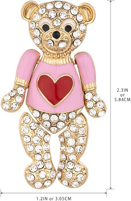 MADISON TYLER Valentines Day Heart Gift Box Brooch | Chocolate Gift Box Pave Rhinestone Heart | Gold Bow Brooch Jewelry for Her | Couples Gifts for Backpacks Valentine's Day