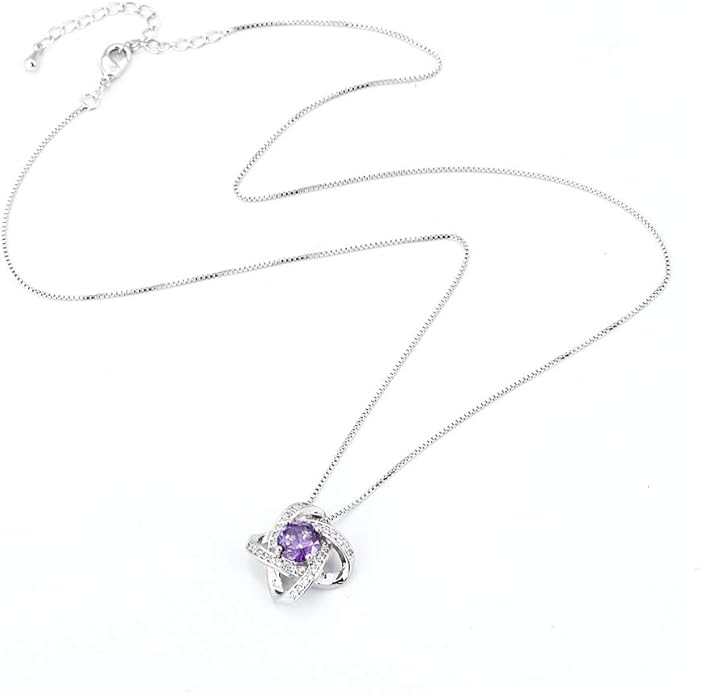 AMYJANE Bridal Jewelry Set for Women - Crystal Cubic Zirconia Love Knot Necklace Stud Earrings Elegant CZ Jewelry Set for Wedding Bride Bridesmaids Gift Set
