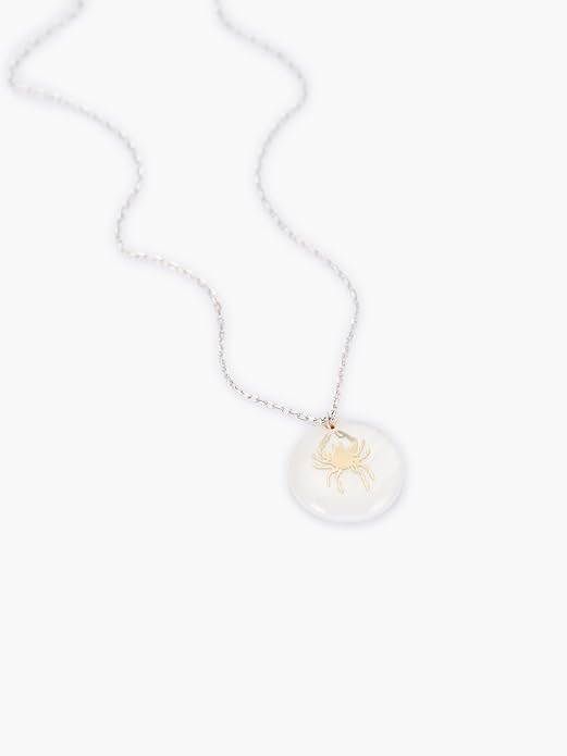 Zodiac Sign Necklace – Mother of Pearl Pendant – Available in Two Finish 925 Sterling Silver and 14K Gold Plated – Adjustable Chain – Horoscope Jewelry Gift with Zodiac Card & Gift Box