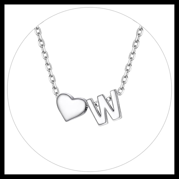 PROSILVER Initial Heart Necklace for Women, 925 Sterling Silver Tiny Heart Letter Necklace Siver, Gold Necklace, Come with Box
