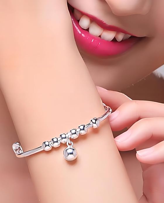 S925 Silver Bangle Bracelet for Women, Elegant Women‘s Sterling Silver Bracelet Bangle Adjustable 6.4-7.8 inches Small Size