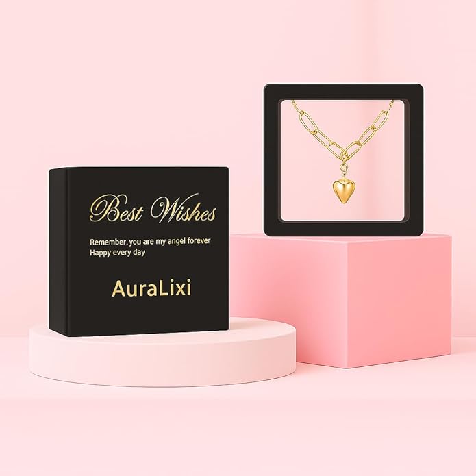 AuraLixi 18K Gold Plated Adjustable Chain Necklace for Women, Mixed Chain Gold Pendant Necklaces, Trendy Fashion Jewelry Gift for Girlfriend, Anniversary & Birthday