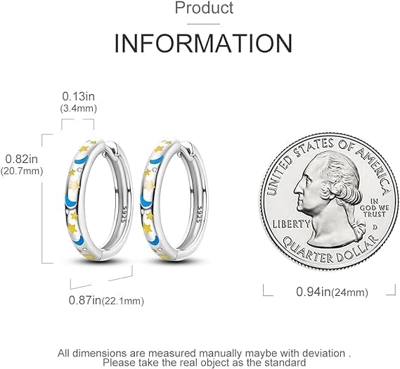 925 Sterling Silver Women Earrings, Sparkling Star and Moon Earrings, Various Hypoallergenic Earrings, Best Gift for Women