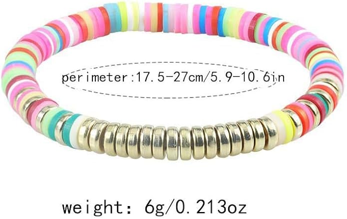 TINAZG QWIE T-Style Cute Pastel Letter Bracelets Set, 5PCS Color Mix Stretch Bead Wristbands for Girls Women Gifts