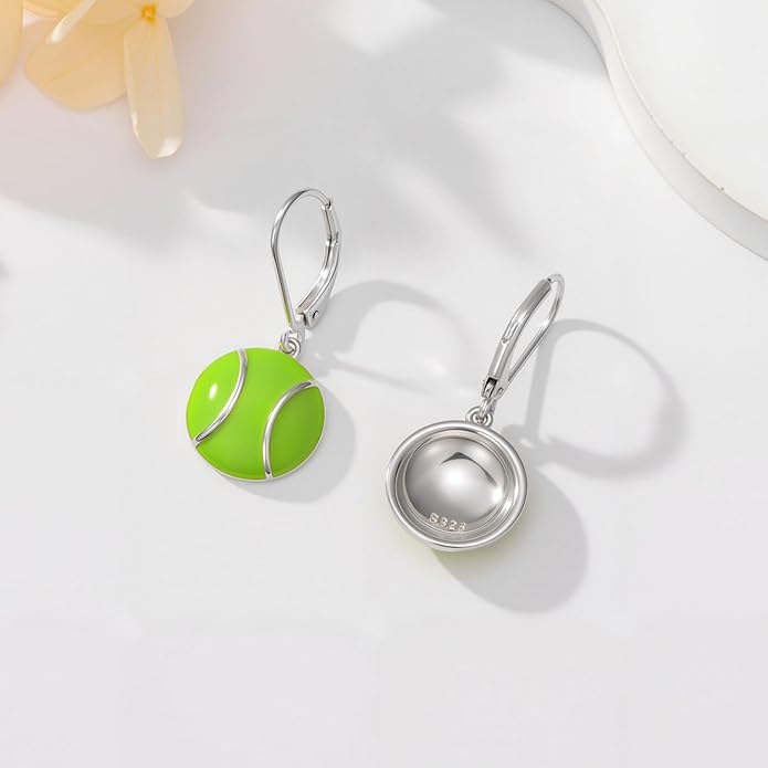 JUSTKIDSTOY 925 Sterling Silver Ball Earrings Sports Leverback Dangle Drop Earrings Jewelry Gifts for Women Girls