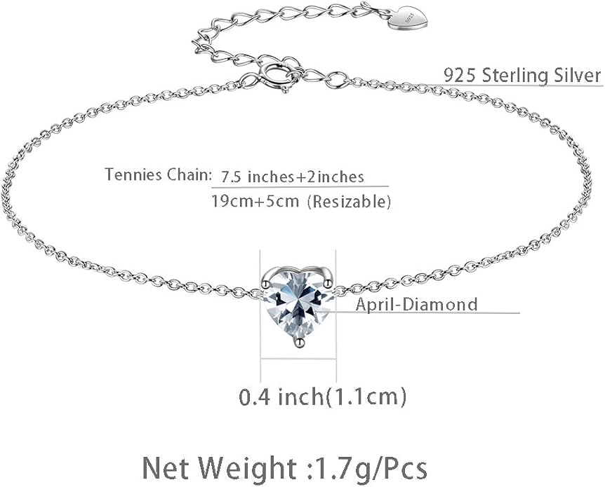 Aurora Tears 925 Sterling Silver 12 Birthstone Hearts Jewelry Women Crystal Wedding/Engagement/Bridal Heart Necklace/Earring/Ring/Bracelet Sets Jewellery