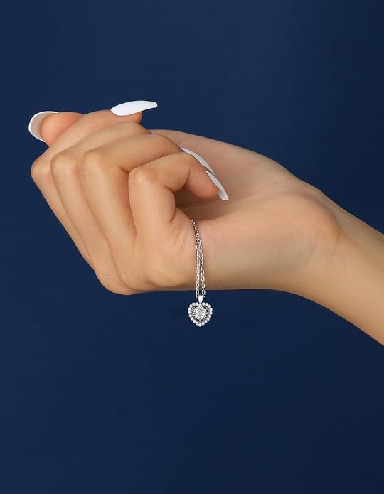 MomentWish Necklace for Women, Sparkling Gift for Her, 1Carat Moissanite Heart Pendent for Her, 925 Sterling Silver Dance Necklace for Anniversary Christmas Valentines