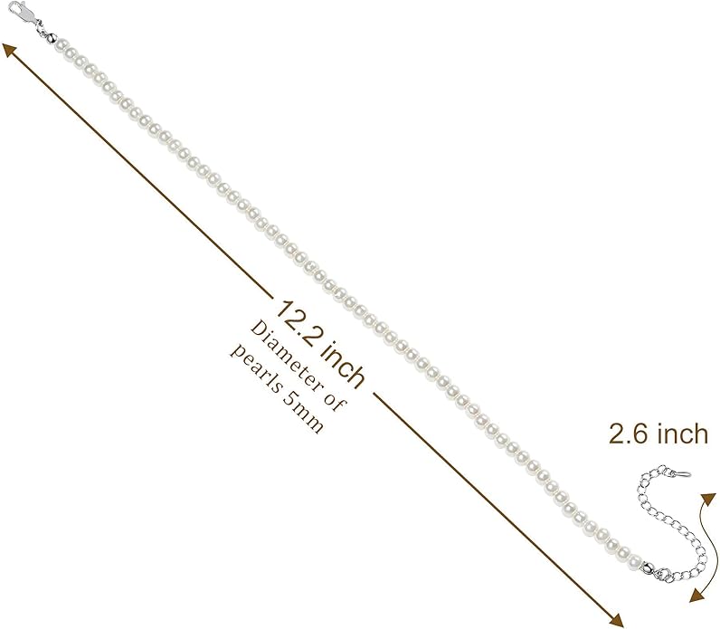 BABEYOND Round Imitation Pearl Choker Necklace Multi Strands Choker 20s Flapper Necklace Accessories for Gatsby Themed Party