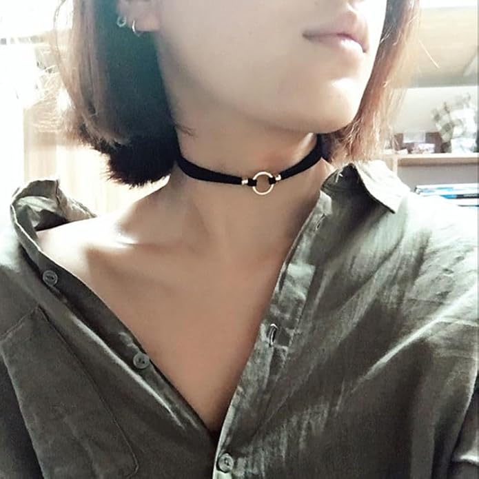 Sora Tuki Black Choker Necklace for Women 1cm-3cm Wide Velvet Leather Lace Chocker Tattoo Collar 90s Goth Jewelry