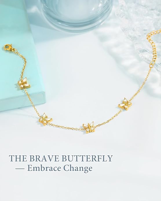 Gold Ankle Bracelets for Women Waterproof - 18K Gold Plated Stainless Steel Dainty Heart Anklets, Non Tarnish Meaningful Gifts for Her Sister Best Friend or Yourself