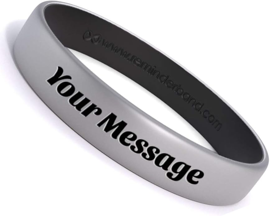 Reminderband Custom 100% Silicone Luxe Wristbands – Personalized Motivational Bracelets, Bulk Rubber Bands for Events, Fundraisers, Awareness, Gifts - Hypoallergenic Bands