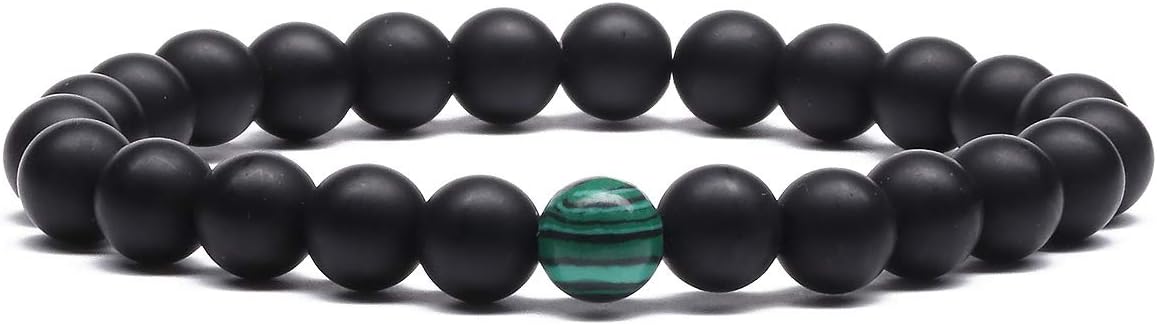 MengPa Mens Beaded Bracelets Couples Matching Bracelet Set Lava Rock Beads for Women Stone Jewelry
