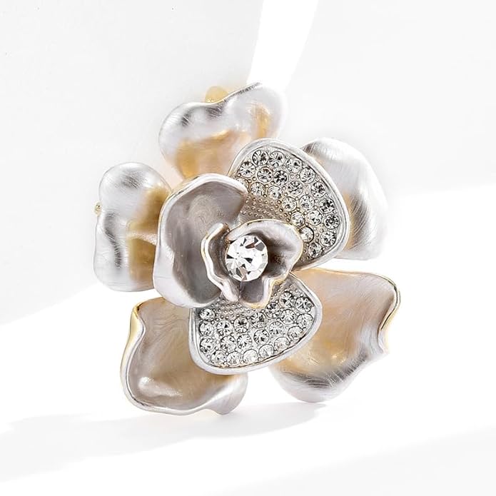 Flower Brooch Pin Rhinestones Pearl Flower Brooches Floral Pin Jewelry for Women Girls