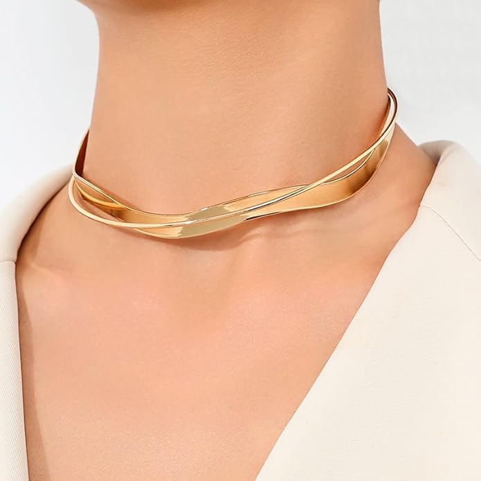 Punk Dripping Water-drop Choker Necklace for Women,Thick Drippy Chain Liquid Metal Collar Necklace Rocker Hip-hop Necklace Cool Metallic Unique Funky Statament Grunge Jewelry