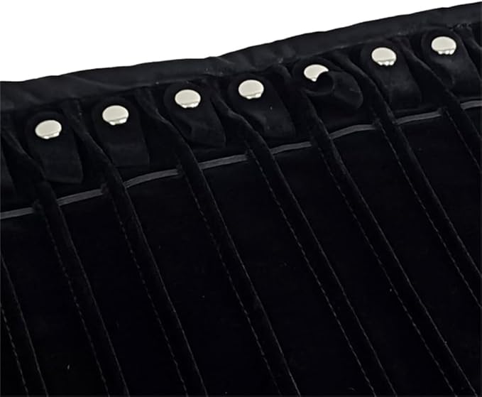 SCIKHEFT Portable Jewelry Roll Untangled Secure Necklace Travel Storage Bag Displays Holder 16 Chain (Black Diamond)