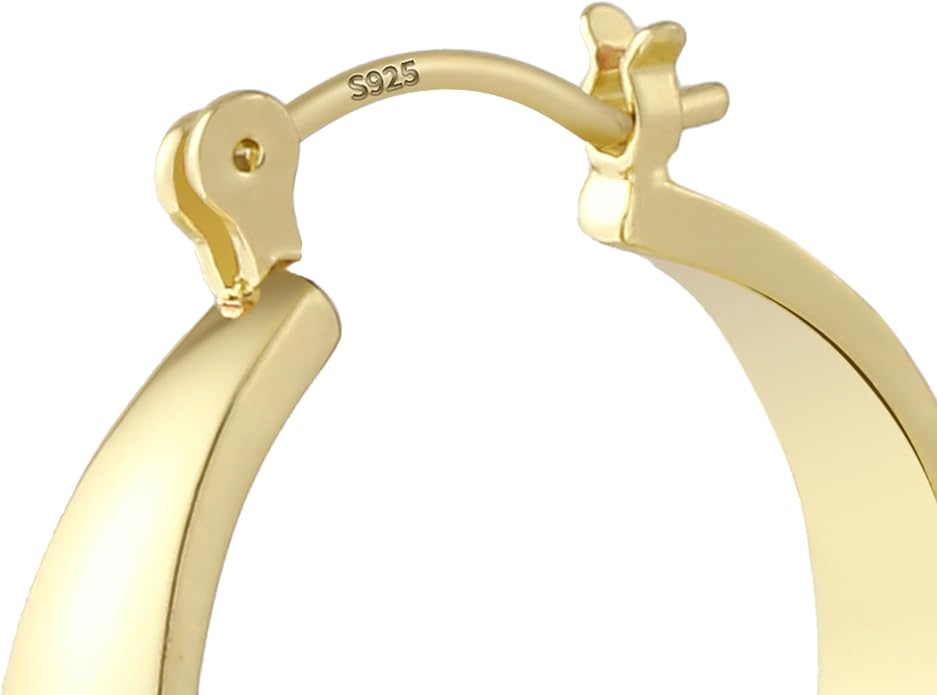 WGOUD 3 Pairs 925 Sterling Silver Post Hoop Earrings Hypoallergenic 14K Gold Plated Lightweight Hoop Earrings for Women Medium Silver Hoops Earring for Women 24/26mm