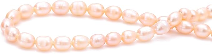 BEADIA Natural Pearl Beads Rice 4-5mm Pink Freshwater Cultured Loose Gemstone Beads for DIY Jewelry Making 13.8''/Strand