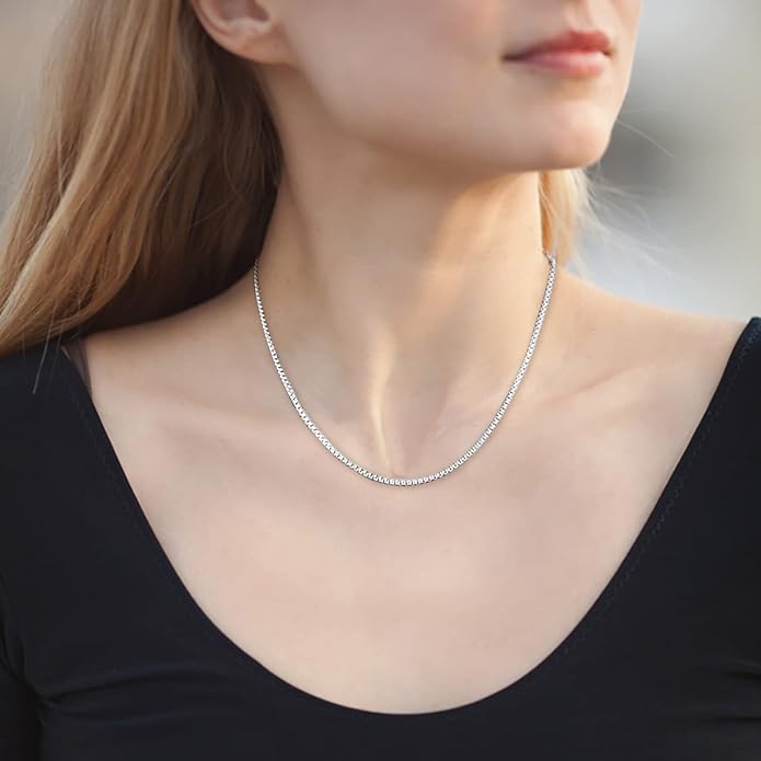Fiusem Box Chain for Men, Silver Tone/14K Gold Plated/Black Stainless Steel Necklace for Men and Women, Width 2/2.5/3/4/5mm, Length 18-28 Inches